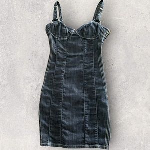 Guess Blue Denim Corset Bodycon Mini Dress Size 1 X-Small